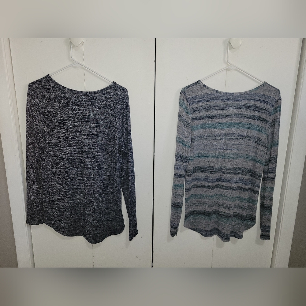 Set Of 2 Sonoma Striped Long Sleeve Top - Blue Gray - Picture 4 of 7